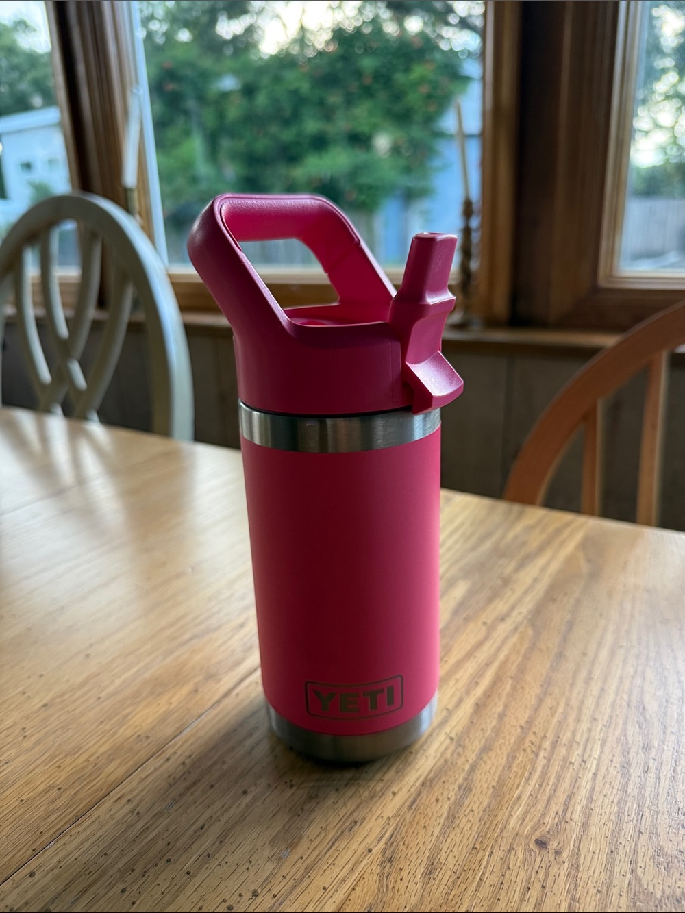 Yeti Bottle in Bright Pink with Stainless Trim